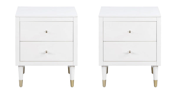 Manhattan Comfort Stanton Modern Nightstand- Set of 2 White 2-NS-CHKD02-WH