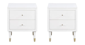 Manhattan Comfort Stanton Modern Nightstand- Set of 2 White 2-NS-CHKD02-WH