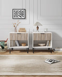 DUMBO 1.0 Nightstand in White and Rustic Grey - Set of 2 2-NS001-WG Manhattan Comfort