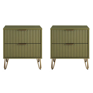 DUMBO 2.0 Nightstand in Olive Green - Set of 2 2-NS002-OG Manhattan Comfort
