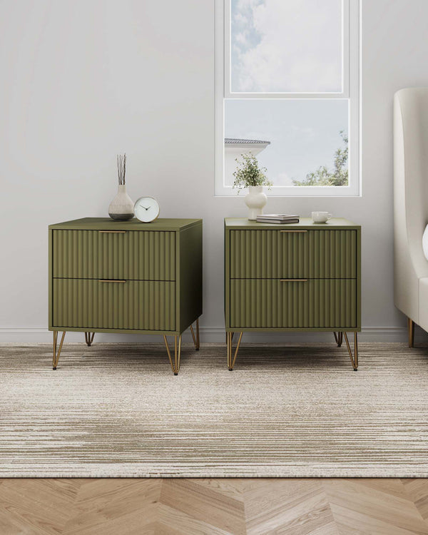 DUMBO 2.0 Nightstand in Olive Green - Set of 2 2-NS002-OG Manhattan Comfort