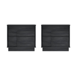 Manhattan Comfort Horizon Nightstand - Elegant Minimalist Design With Spacious Drawers And Easy No-tool Assembly Charcoal Grey Mdp 2-ns003-gy