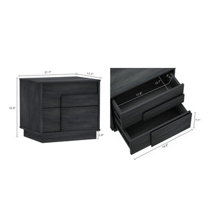 Manhattan Comfort Horizon Nightstand - Elegant Minimalist Design With Spacious Drawers And Easy No-tool Assembly Charcoal Grey Mdp 2-ns003-gy