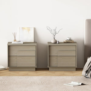 Manhattan Comfort Horizon Nightstand - Elegant Minimalist Design With Spacious Drawers And Easy No-tool Assembly Whitewashed Oak Mdp 2-ns003-ok