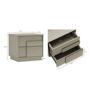 Manhattan Comfort Horizon Nightstand - Elegant Minimalist Design With Spacious Drawers And Easy No-tool Assembly Whitewashed Oak Mdp 2-ns003-ok