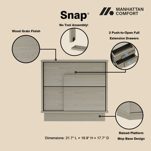 Manhattan Comfort Horizon Nightstand - Elegant Minimalist Design With Spacious Drawers And Easy No-tool Assembly Whitewashed Oak Mdp 2-ns003-ok