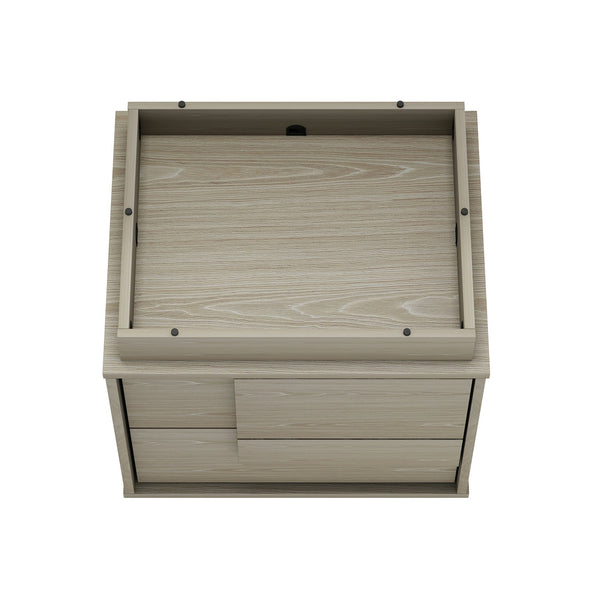 Manhattan Comfort Horizon Nightstand - Elegant Minimalist Design With Spacious Drawers And Easy No-tool Assembly Whitewashed Oak Mdp 2-ns003-ok
