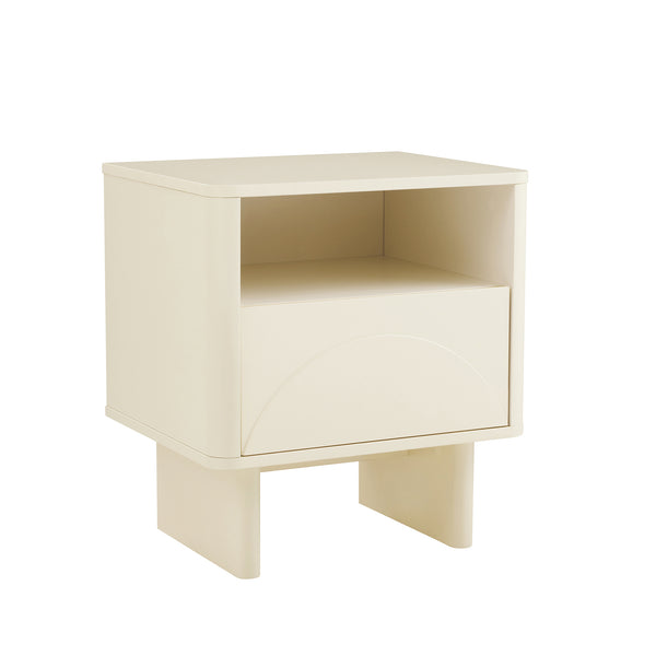 Manhattan Comfort Ella Nightstand With Two Full Extension Drawers - Effortless Elegance For Modern Living Spaces Cream Mdf 2-ns005-cr