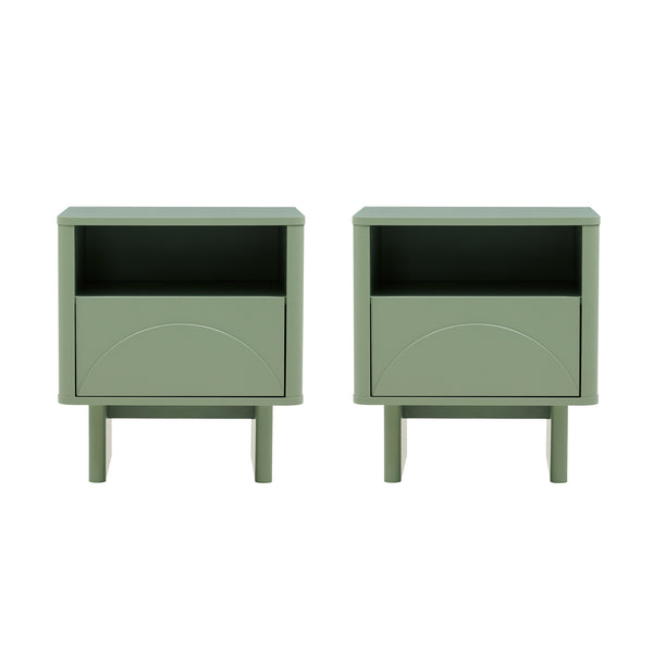 Manhattan Comfort Ella Nightstand With Two Full Extension Drawers - Effortless Elegance For Modern Living Spaces Sage Green Mdf 2-ns005-gr