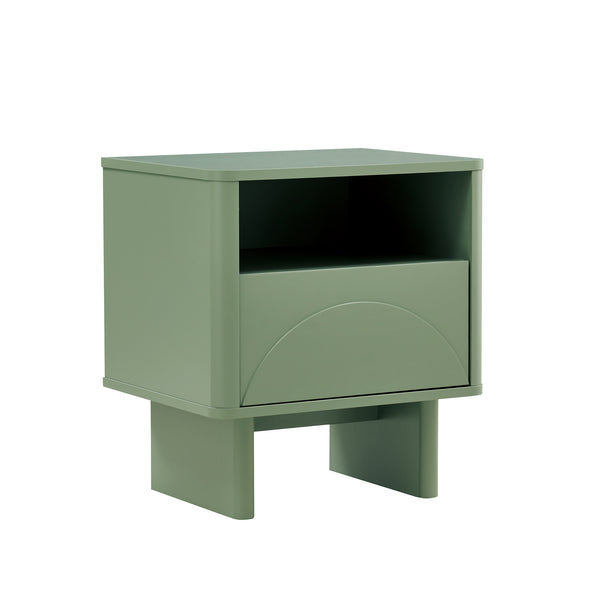 Manhattan Comfort Ella Nightstand With Two Full Extension Drawers - Effortless Elegance For Modern Living Spaces Sage Green Mdf 2-ns005-gr