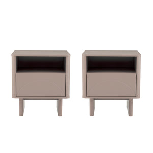 Manhattan Comfort Ella Nightstand With Two Full Extension Drawers - Effortless Elegance For Modern Living Spaces Mocha Mdf 2-ns005-mo