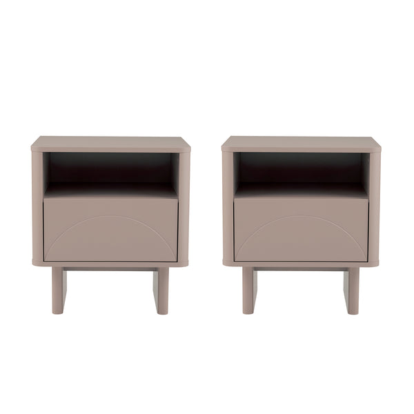 Manhattan Comfort Ella Nightstand With Two Full Extension Drawers - Effortless Elegance For Modern Living Spaces Mocha Mdf 2-ns005-mo
