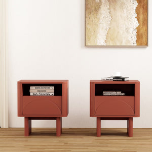 Manhattan Comfort Ella Nightstand With Two Full Extension Drawers - Effortless Elegance For Modern Living Spaces Terracotta Mdf 2-ns005-or