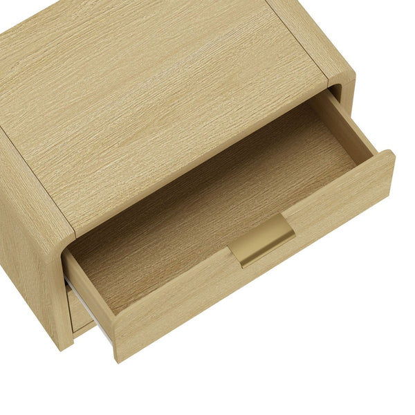 Manhattan Comfort Grace Modern 28" Nightstand - Elegant 2-drawer Design For Serene Spaces And Timeless Sophistication Natural Oak And Gold Mdf 2-ns007-gno