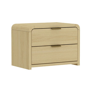 Manhattan Comfort Grace Modern 28" Nightstand - Elegant 2-drawer Design For Serene Spaces And Timeless Sophistication Natural Oak And Gold Mdf 2-ns007-gno