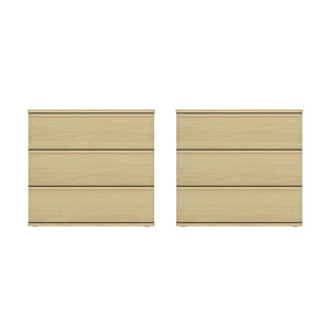 Manhattan Comfort Molly Modern Nightstand Set Of 2 - 6 Drawers In Natural Oak For Serene Bedroom Elegance Natural Oak Mdf 2-ns008-no