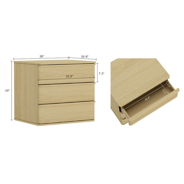 Manhattan Comfort Molly Modern Nightstand Set Of 2 - 6 Drawers In Natural Oak For Serene Bedroom Elegance Natural Oak Mdf 2-ns008-no