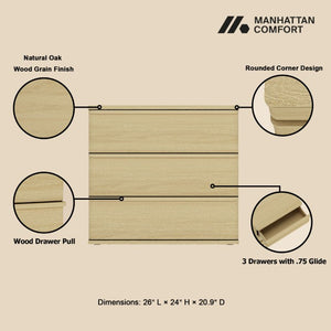 Manhattan Comfort Molly Modern Nightstand Set Of 2 - 6 Drawers In Natural Oak For Serene Bedroom Elegance Natural Oak Mdf 2-ns008-no
