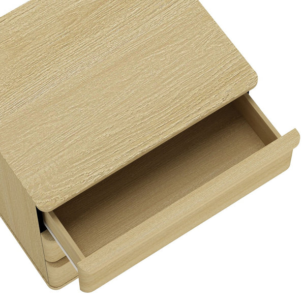 Manhattan Comfort Molly Modern Nightstand Set Of 2 - 6 Drawers In Natural Oak For Serene Bedroom Elegance Natural Oak Mdf 2-ns008-no