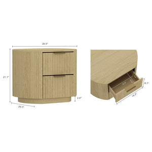 Manhattan Comfort Olivia Modern Nightstand With Spacious Drawers - Elegant Design For A Serene Bedroom Retreat Natural Oak Mdf 2-ns010-gno