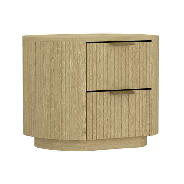 Manhattan Comfort Olivia Modern Nightstand With Spacious Drawers - Elegant Design For A Serene Bedroom Retreat Natural Oak Mdf 2-ns010-gno