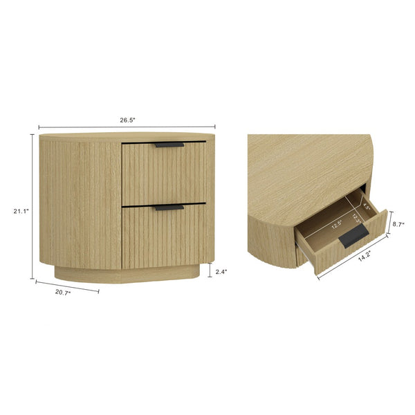 Manhattan Comfort Olivia Modern Nightstand With Spacious Drawers - Elegant Design For A Serene Bedroom Retreat Natural Oak Mdf 2-ns010-no