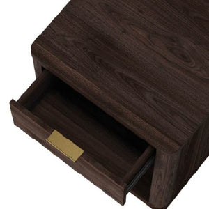 Manhattan Comfort Evelyn Modern Nightstand Set With Elegant Drawers And Gold Accents For A Serene Bedroom Retreat Brown Mdf 2-ns011-br