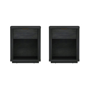 Manhattan Comfort Evelyn Modern Nightstand Set With Elegant Drawers And Gold Accents For A Serene Bedroom Retreat Charcoal Grey Mdf 2-ns011-ch