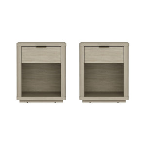 Manhattan Comfort Evelyn Modern Nightstand Set With Elegant Drawers And Gold Accents For A Serene Bedroom Retreat Natural Mdf 2-ns011-na