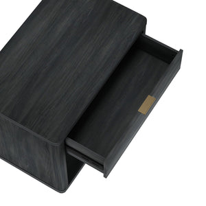 Manhattan Comfort Evelyn Nightstand Set Of 2 - Elegant Design With Full Extension Drawers And Subtle Gold Hardware Charcoal Grey Mdf 2-ns012-ch