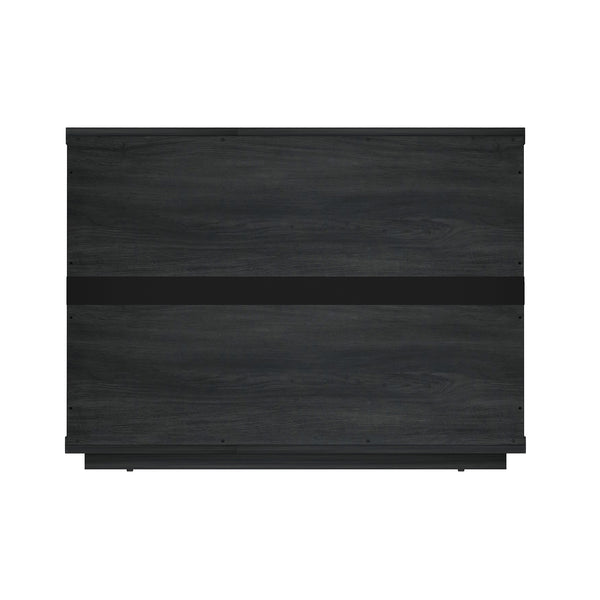 Manhattan Comfort Evelyn Nightstand Set Of 2 - Elegant Design With Full Extension Drawers And Subtle Gold Hardware Charcoal Grey Mdf 2-ns012-ch