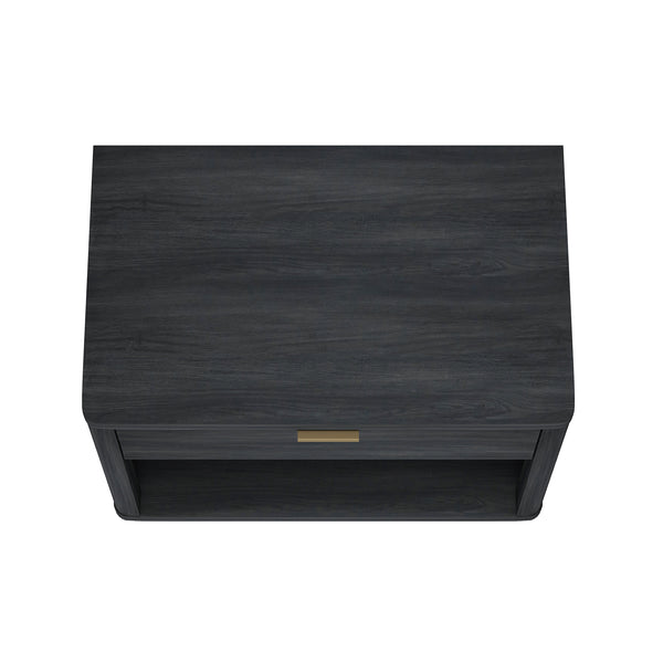 Manhattan Comfort Evelyn Nightstand Set Of 2 - Elegant Design With Full Extension Drawers And Subtle Gold Hardware Charcoal Grey Mdf 2-ns012-ch