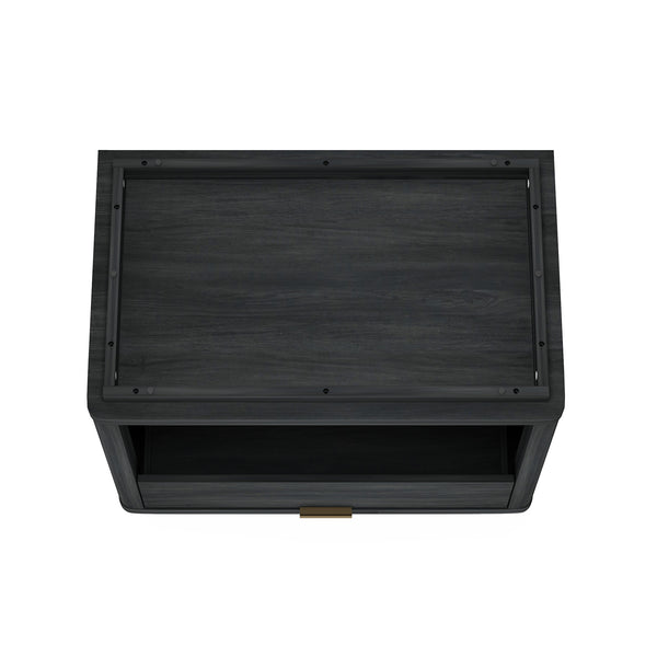 Manhattan Comfort Evelyn Nightstand Set Of 2 - Elegant Design With Full Extension Drawers And Subtle Gold Hardware Charcoal Grey Mdf 2-ns012-ch