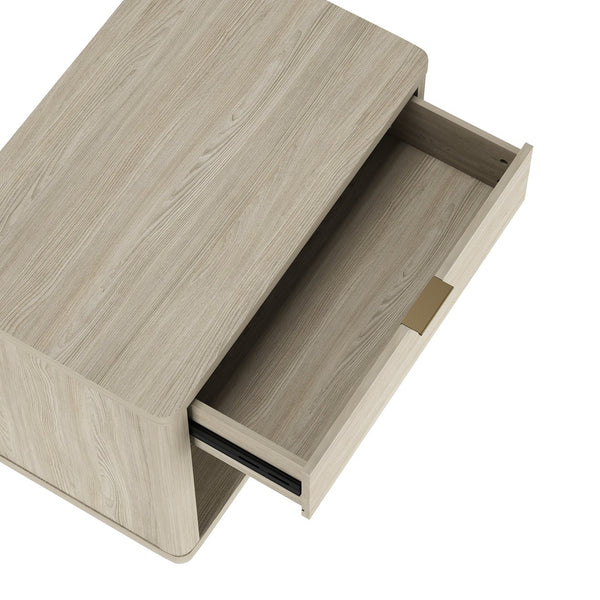 Manhattan Comfort Evelyn Nightstand Set Of 2 - Elegant Design With Full Extension Drawers And Subtle Gold Hardware Natural Mdf 2-ns012-na