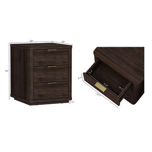 Manhattan Comfort Evelyn Modern Nightstand Set With Elegant Drawers And Gold Accents For A Serene Bedroom Retreat Brown Mdf 2-ns013-br