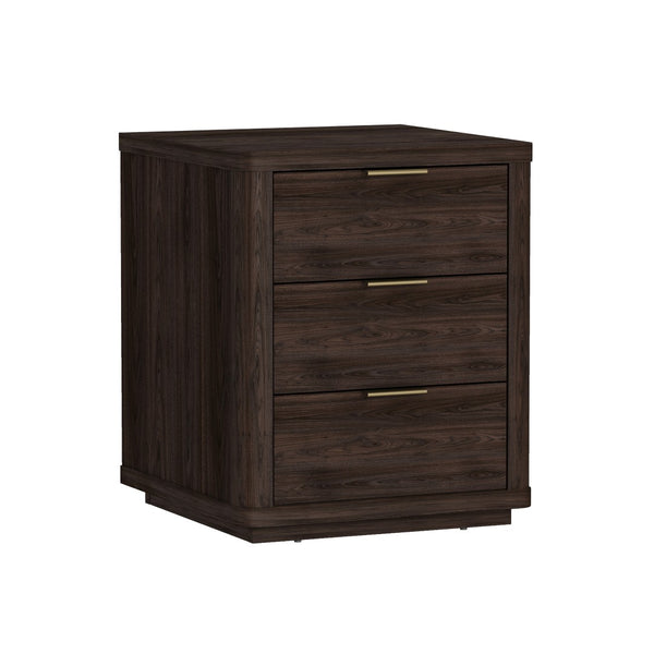 Manhattan Comfort Evelyn Modern Nightstand Set With Elegant Drawers And Gold Accents For A Serene Bedroom Retreat Brown Mdf 2-ns013-br