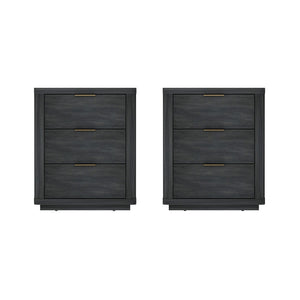 Manhattan Comfort Evelyn Modern Nightstand Set With Elegant Drawers And Gold Accents For A Serene Bedroom Retreat Charcoal Grey Mdf 2-ns013-ch