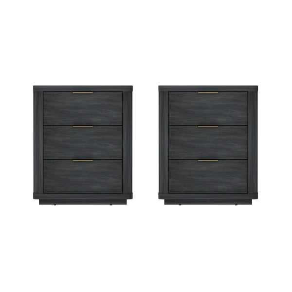 Manhattan Comfort Evelyn Modern Nightstand Set With Elegant Drawers And Gold Accents For A Serene Bedroom Retreat Charcoal Grey Mdf 2-ns013-ch