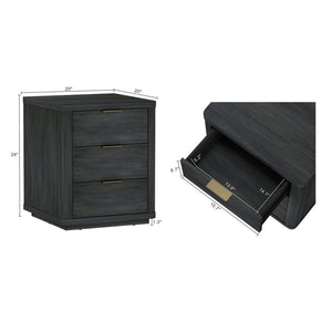 Manhattan Comfort Evelyn Modern Nightstand Set With Elegant Drawers And Gold Accents For A Serene Bedroom Retreat Charcoal Grey Mdf 2-ns013-ch