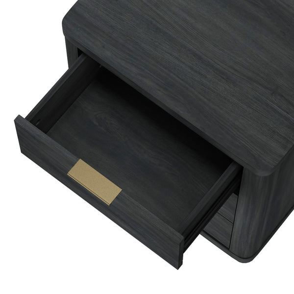 Manhattan Comfort Evelyn Modern Nightstand Set With Elegant Drawers And Gold Accents For A Serene Bedroom Retreat Charcoal Grey Mdf 2-ns013-ch
