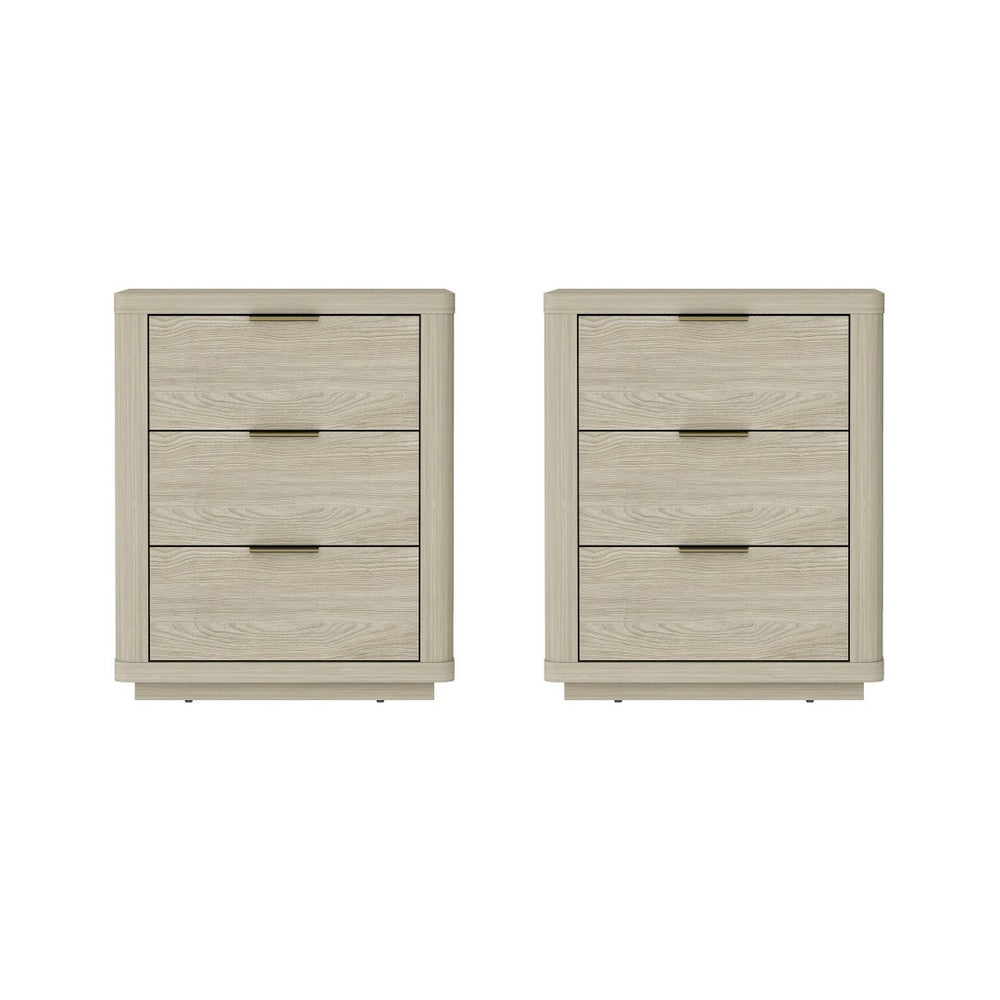 Manhattan Comfort Evelyn Modern Nightstand Set With Elegant Drawers And Gold Accents For A Serene Bedroom Retreat Natural Mdf 2-ns013-na