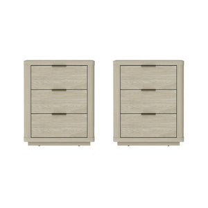 Manhattan Comfort Evelyn Modern Nightstand Set With Elegant Drawers And Gold Accents For A Serene Bedroom Retreat Natural Mdf 2-ns013-na