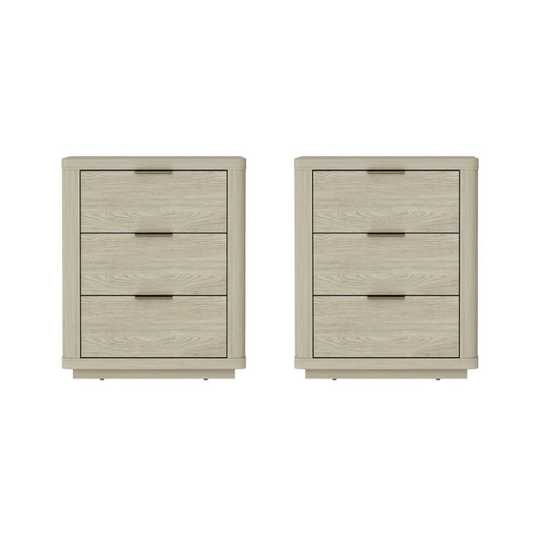 Manhattan Comfort Evelyn Modern Nightstand Set With Elegant Drawers And Gold Accents For A Serene Bedroom Retreat Natural Mdf 2-ns013-na