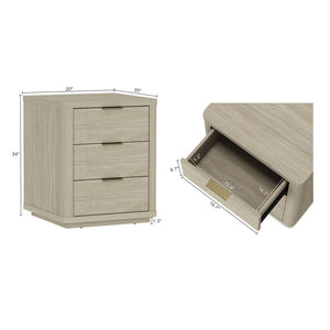 Manhattan Comfort Evelyn Modern Nightstand Set With Elegant Drawers And Gold Accents For A Serene Bedroom Retreat Natural Mdf 2-ns013-na