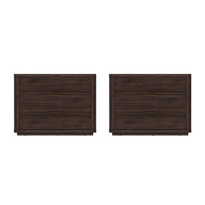 Manhattan Comfort Evelyn Nightstand Set Of 2 - Elegant Design With Full Extension Drawers And Subtle Gold Hardware Brown Mdf 2-ns014-br