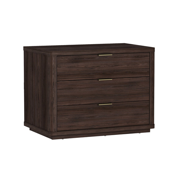Manhattan Comfort Evelyn Nightstand Set Of 2 - Elegant Design With Full Extension Drawers And Subtle Gold Hardware Brown Mdf 2-ns014-br
