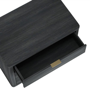 Manhattan Comfort Evelyn Nightstand Set Of 2 - Elegant Design With Full Extension Drawers And Subtle Gold Hardware Charcoal Grey Mdf 2-ns014-ch