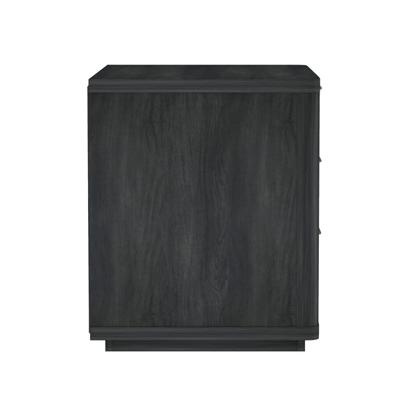 Manhattan Comfort Evelyn Nightstand Set Of 2 - Elegant Design With Full Extension Drawers And Subtle Gold Hardware Charcoal Grey Mdf 2-ns014-ch