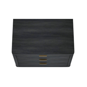 Manhattan Comfort Evelyn Nightstand Set Of 2 - Elegant Design With Full Extension Drawers And Subtle Gold Hardware Charcoal Grey Mdf 2-ns014-ch