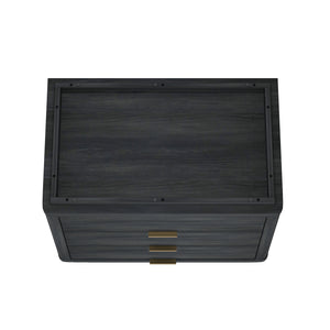 Manhattan Comfort Evelyn Nightstand Set Of 2 - Elegant Design With Full Extension Drawers And Subtle Gold Hardware Charcoal Grey Mdf 2-ns014-ch